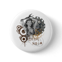 Tech noir pulp steampunk dame buttons by MrsEvilGenius Tech noir pulp steampunk dame buttons