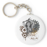 Tech noir pulp steampunk dame key chain