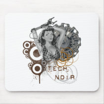 Tech noir pulp steampunk dame mousepads by MrsEvilGenius Tech noir pulp steampunk dame mousepads