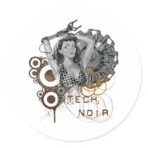 Tech noir pulp steampunk dame stickers
