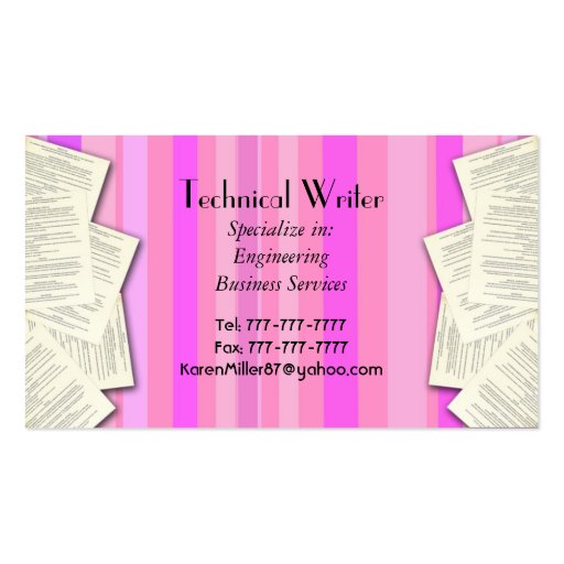 Techical Writer Business Card (back side)
