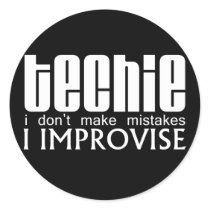 Techie Improvise Round Sticker
