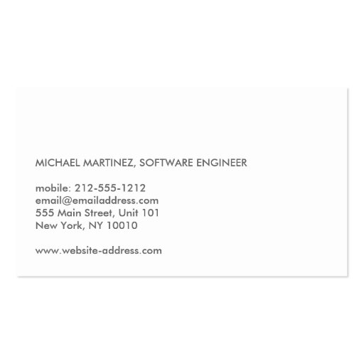 TECHNICAL COMPUTER FONT Business Card (back side)