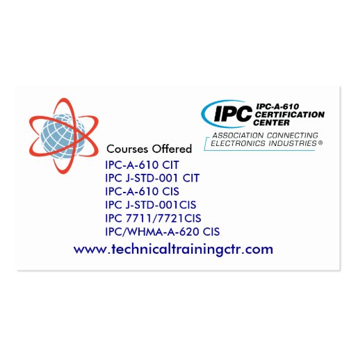 Technical Training Center1.14 Business Cards (back side)