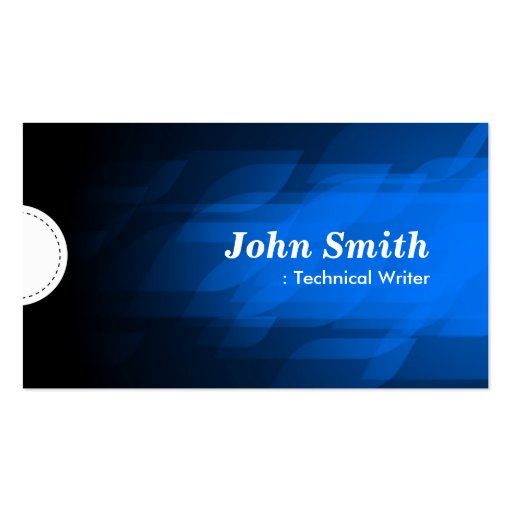 Technical Writer - Modern Dark Blue Business Card (front side)