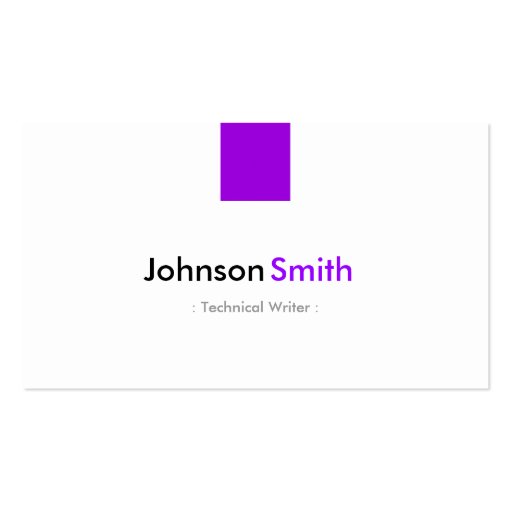 Technical Writer - Simple Purple Violet Business Cards (front side)