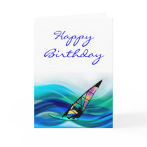 Technicolor Windsurfer Greeting Cards