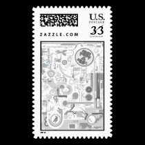 techno computer chip hard drive vector experiment  postage