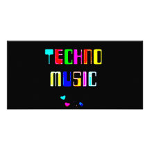 Techno Music heart Photo Card Template