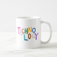 Technology modern word art tech geek fun colorful coffee mug