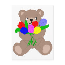 teddies tulips postcards