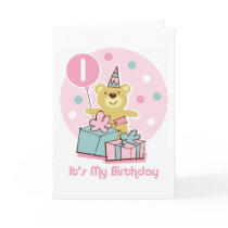 Teddy Bear 1st Birthday Card by pinkinkart Teddy Bear 1st Birthday Card