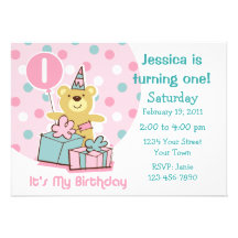 Teddy Bear 1st Birthday Invitation
