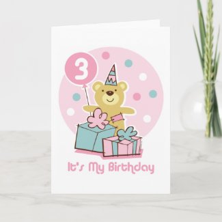 Teddy Bear 3rd Birthday Card