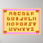 Teddy Bear Alphabet Letters Poster~ABCs Light Pink