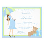 Teddy Bear And Blue Gift Baby Shower Invitation