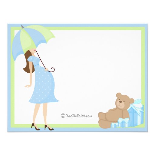 Teddy Bear And Blue Gift Baby Shower Invitation