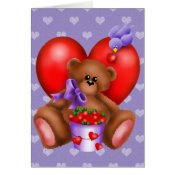 Teddy Bear And Bucket Of Hearts card
