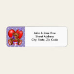 Teddy Bear And Bucket Of Hearts Return Address Label