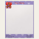 Teddy Bear And Bucket Of Hearts Letterhead Template