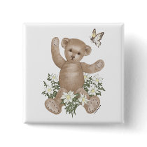 Teddy Bear and Butterfly Pinback Buttons