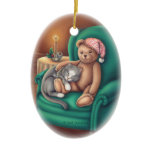 Teddy Bear and Cat Ornament ornaments