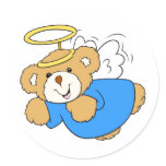 Teddy Bear Angel Round Sticker