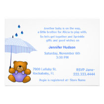 Teddy Bear Baby Boy Sprinkle Shower Invitation invitations