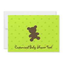 Teddy Bear - Baby Shower Green Invitation