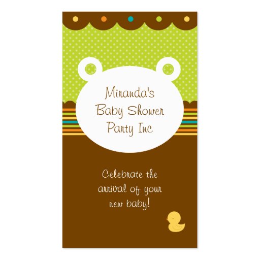 Teddy Bear Baby Shower Party Planner Business Card (front side)
