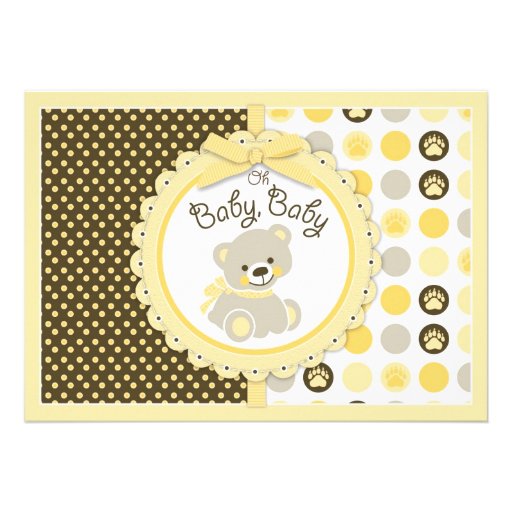Teddy Bear Baby Shower Yellow Announcements
