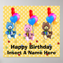 Teddy Bear Birthday Poster posters