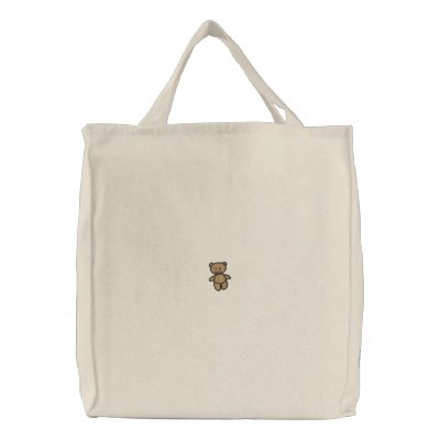 Teddy bear (black outline) embroidered bags by jsoh