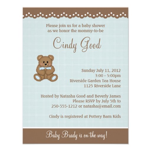 Teddy Bear Blue Small Invitation