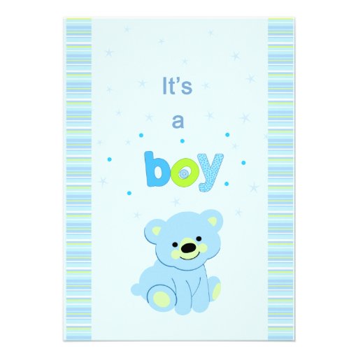 Teddy bear boy baby shower invitation