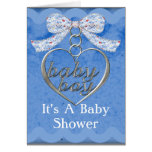 Teddy Bear Charm Boy Blue Baby Shower Greeting Cards