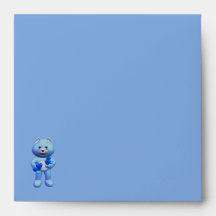 Teddy Bear Charm Boy Blue Baby Shower Envelopes