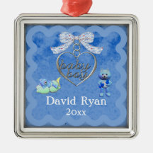Teddy Bear Charm Boy Blue Baby Shower Christmas Ornament