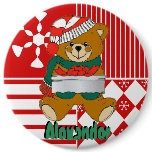 Teddy Bear Christmas Stocking Name Tag Buttons