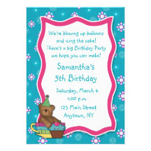 Teddy Bear Cupcake Birthday Invitation