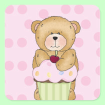 Teddy Bear Cupcake Party stickers