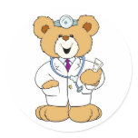 Teddy Bear Doctor Round Stickers