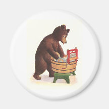 Teddy Bear Does the Laundry Fridge Magnet
