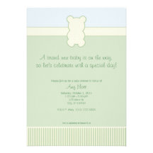 Teddy Bear - Dots & Stripes - Blue & Green Invite
