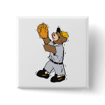 Teddy Bear Fielder Pinback Button