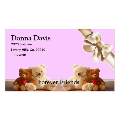 Teddy Bear Friends Set Business Card Templates (front side)