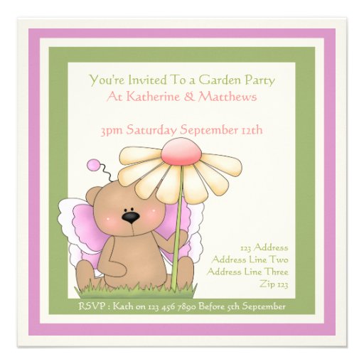 Teddy Bear Garden Invites
