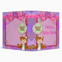 Teddy Bear Girl Glitter Sparkle Baby Shower 3 Ring Binder