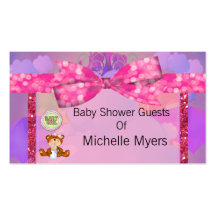 Teddy Bear Girl Glitter Sparkle Baby Shower Business Card Templates