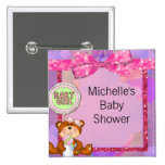 Teddy Bear Girl Glitter Sparkle Baby Shower buttons